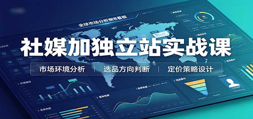 社媒加独立站实战课:市场环境选品定价,社媒运营建站,私域网红营销教学-紫橙资源网