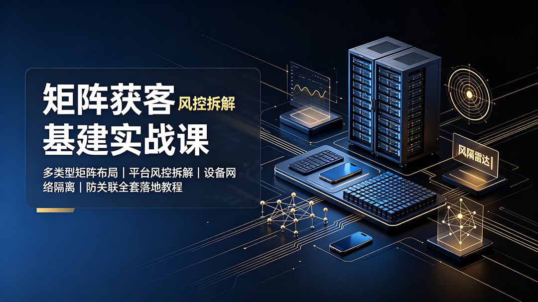矩阵获客基建实战课:多类型矩阵布局|平台风控拆解|设备网络隔离|防关联全套落地教程