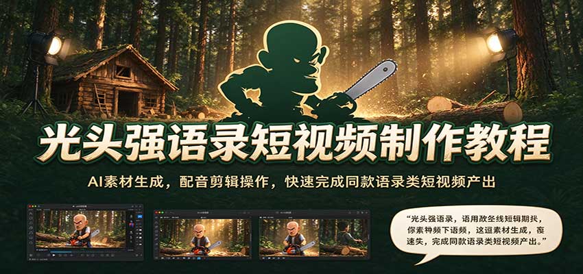 光头强语录短视频制作教程:AI素材生成,配音剪辑操作,快速完成同款语录类短视频产出 光头强语录短视频制作教程:AI素材生成,配音剪辑操作,快速完成同款语录类短视频产出