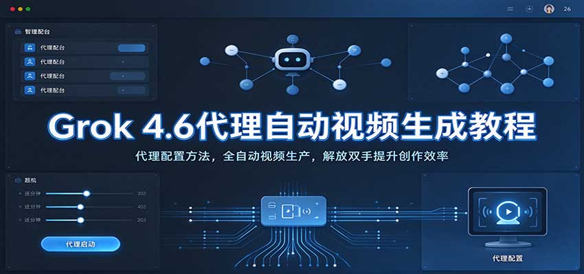 Grok 4.6代理自动视频生成教程:代理配置方法,全自动视频生产,解放双手提升创作效率 Grok 4.6代理自动视频生成教程:代理配置方法,全自动视频生产,解放双手提升创作效率