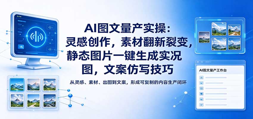 AI图文量产实操:灵感创作,素材翻新裂变,静态图片一键生成实况图,文案仿写技巧 AI图文量产实操:灵感创作,素材翻新裂变,静态图片一键生成实况图,文案仿写技巧