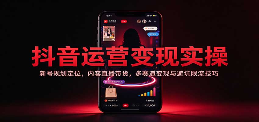 抖音运营变现实操:新号规划定位,内容直播带货,多赛道变现与避坑限流技巧 抖音运营变现实操:新号规划定位,内容直播带货,多赛道变现与避坑限流技巧