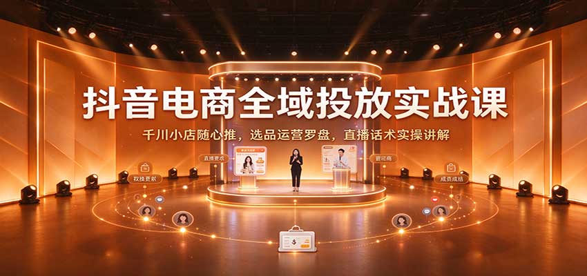 抖音电商全域投放实战课:千川小店随心推,选品运营罗盘,直播话术实操讲解 抖音电商全域投放实战课:千川小店随心推,选品运营罗盘,直播话术实操讲解