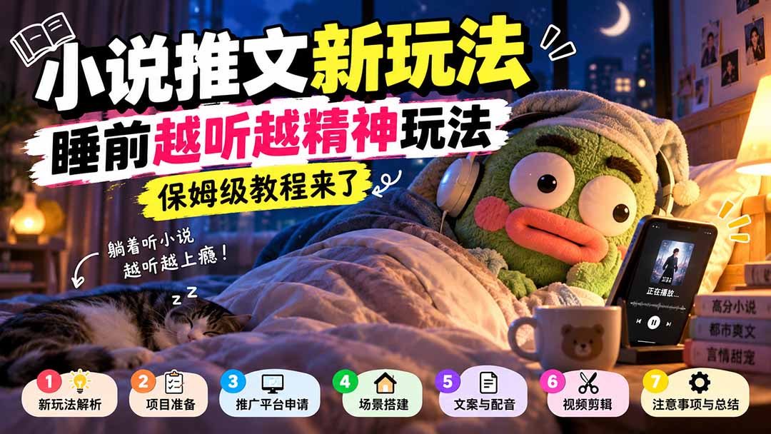 小说推文新玩法,睡前越听越精神玩法,保姆级教程来了