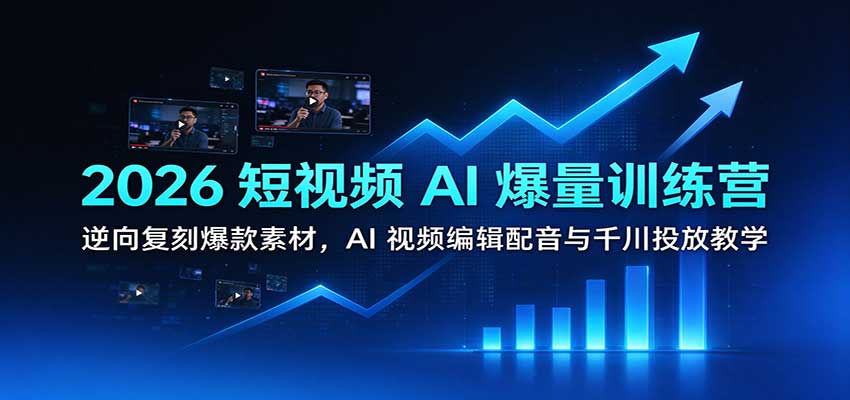 2026短视频AI爆量训练营:逆向复刻爆款素材,AI视频编辑配音与千川投放教学 2026短视频AI爆量训练营:逆向复刻爆款素材,AI视频编辑配音与千川投放教学