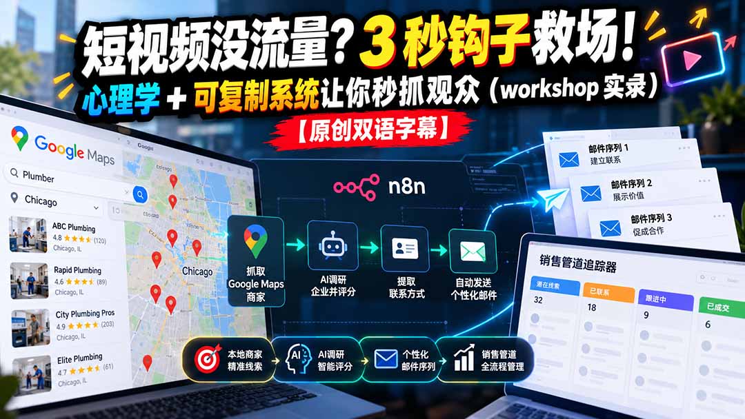 短视频没流量?3 秒钩子救场!心理学 + 可复制系统让你秒抓观众(workshop 实录)【原创双语字幕】