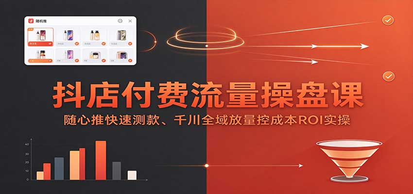 抖店付费流量操盘课:随心推快速测款、千川全域放量控成本ROI实操 抖店付费流量操盘课:随心推快速测款、千川全域放量控成本ROI实操