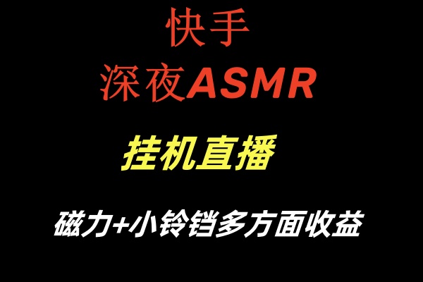 快手深夜ASMR挂机直播磁力+小铃铛多方面收益-紫橙资源网