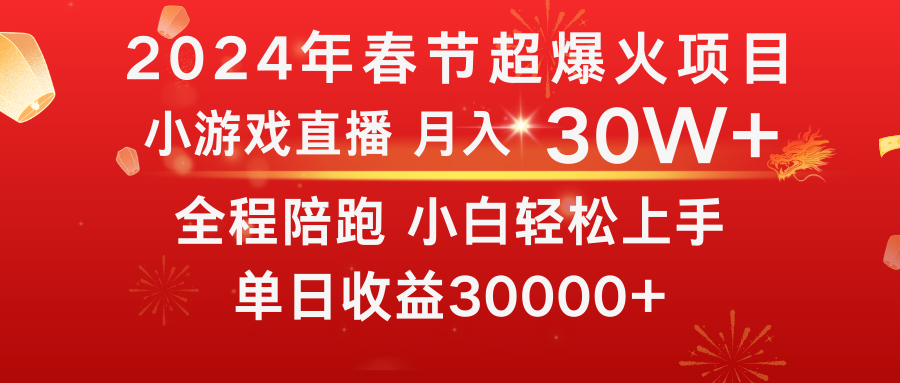 龙年2024过年期间，最爆火的项目 抓住机会 普通小白如何逆袭一个月收益30W+-紫橙资源网