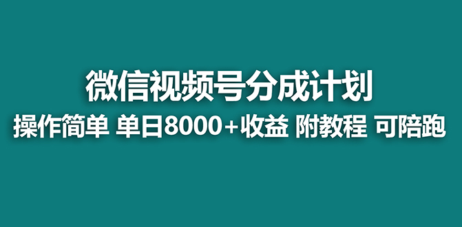 【蓝海项目】视频号分成计划最新玩法，单天收益8000+，附玩法教程，24年...-紫橙资源网