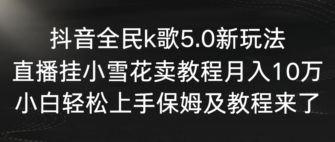 抖音全民k歌5.0新玩法,直播挂小雪花卖教程月入10万,小白轻松上手,保...-紫橙资源网