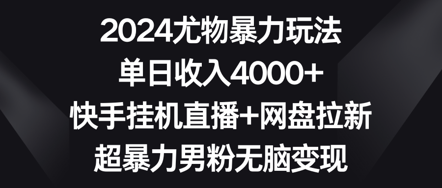 2024尤物暴力玩法 单日收入4000+快手挂机直播+网盘拉新 超暴力男粉无脑变现-紫橙资源网