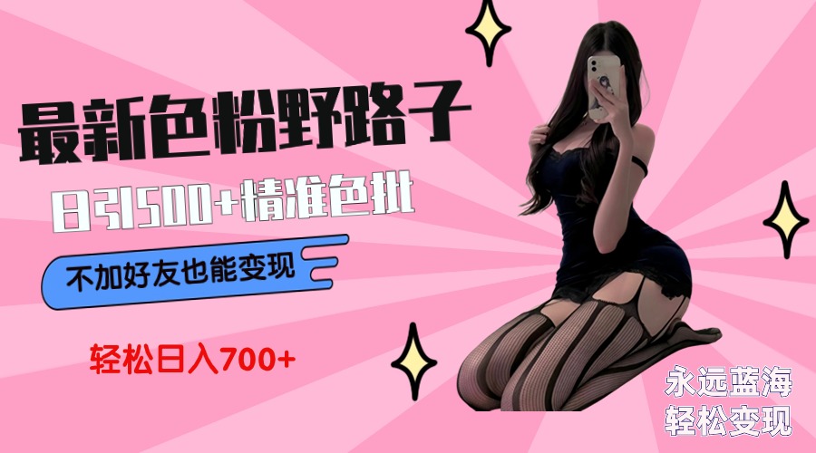 最新色粉变现野路子，日引500+老色批 可不加好友直接变现 小白轻松日入700+-紫橙资源网