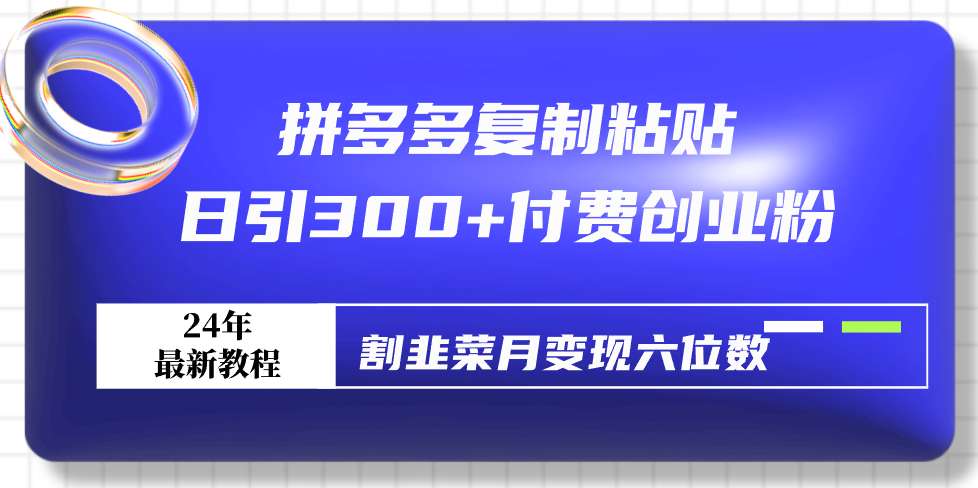 拼多多复制粘贴日引300+付费创业粉，割韭菜月变现六位数最新教程！-紫橙资源网