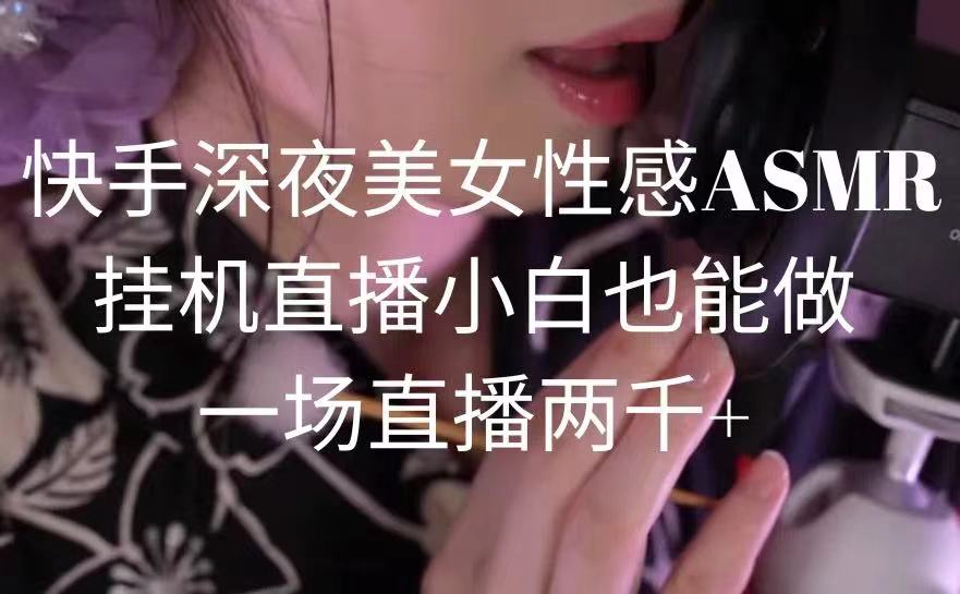 快手深夜美女性感ASMR挂机直播，小白也能做，一场直播两千+-紫橙资源网