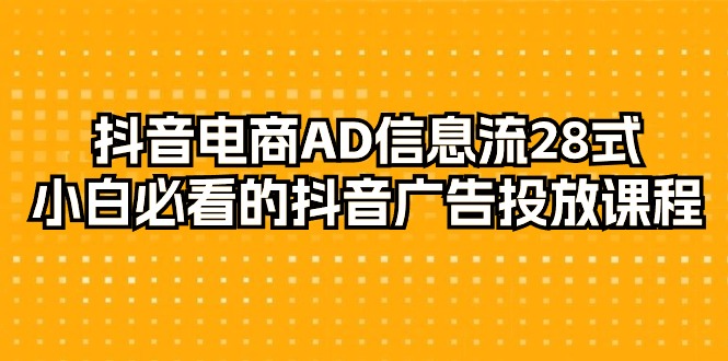 抖音电商-AD信息流 28式，小白必看的抖音广告投放课程-29节-紫橙资源网