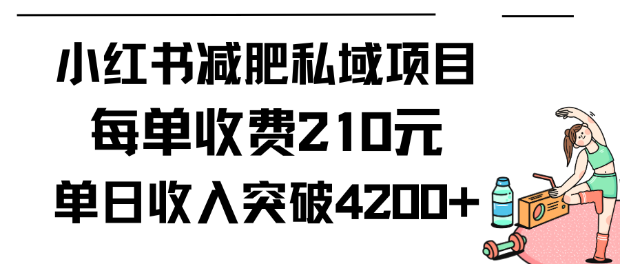 小红书减肥私域项目每单收费210元单日成交20单，最高日入4200+-紫橙资源网