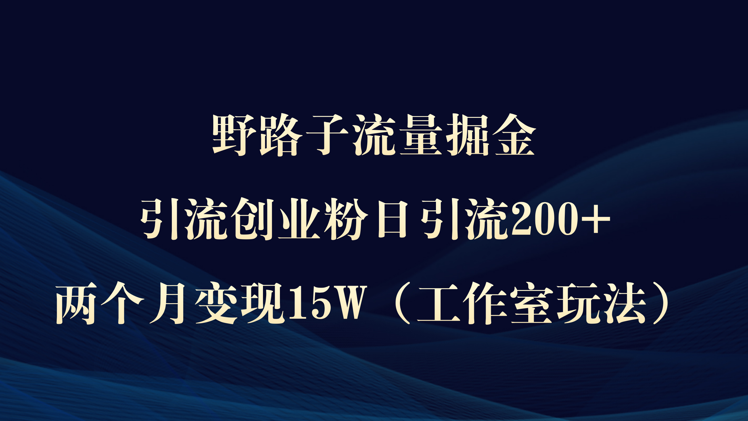 野路子流量掘金，引流创业粉日引流200+，两个月变现15W（工作室玩法））-紫橙资源网