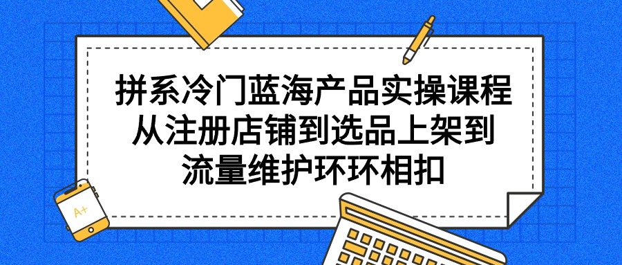 拼系冷门蓝海产品实操课程，从注册店铺到选品上架到流量维护环环相扣-紫橙资源网