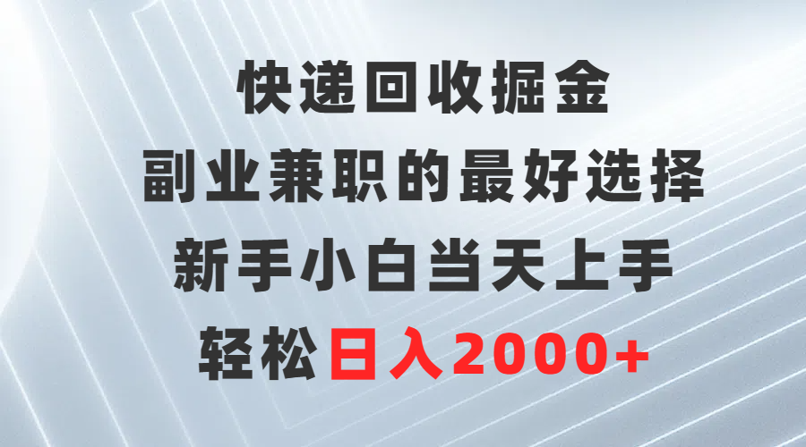 快递回收掘金,副业兼职的最好选择,新手小白当天上手,轻松日入2000+-紫橙资源网