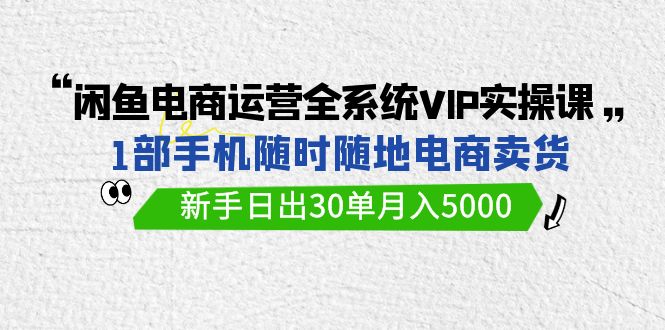 闲鱼电商运营全系统VIP实战课，1部手机随时随地卖货，新手日出30单月入5000-紫橙资源网