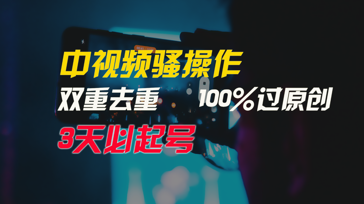 中视频骚操作，双重去重100%过原创，3天比必起号，简单无脑，月入3W+-紫橙资源网