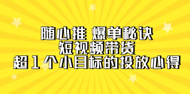随心推 爆单秘诀，短视频带货-超1个小目标的投放心得（7节视频课）-紫橙资源网