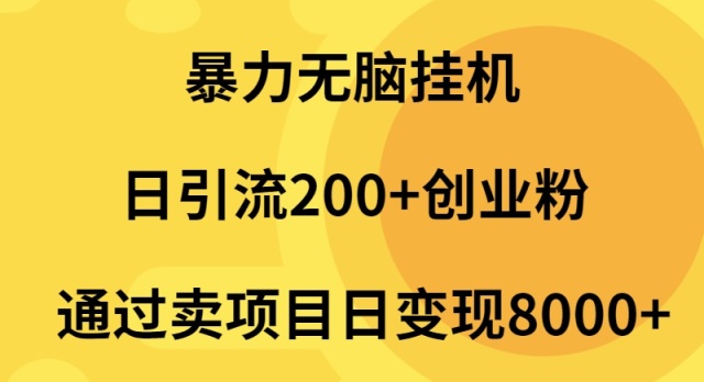 暴力无脑挂机日引流200+创业粉通过卖项目日变现2000+-紫橙资源网