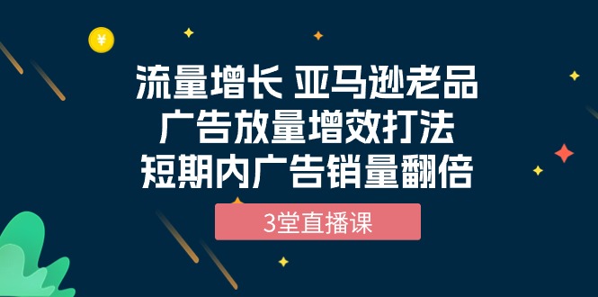 流量增长 亚马逊老品广告放量增效打法，短期内广告销量翻倍（3堂直播课）-紫橙资源网