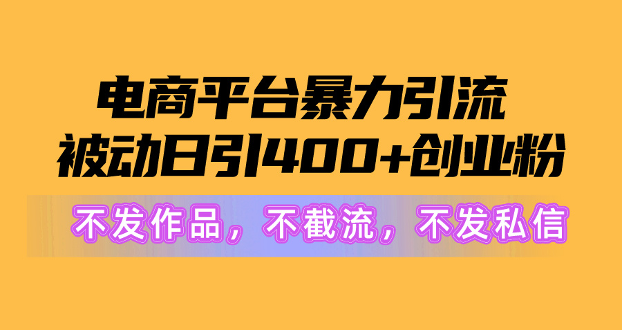 电商平台暴力引流,被动日引400+创业粉不发作品，不截流，不发私信-紫橙资源网