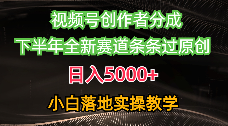 视频号创作者分成最新玩法，日入5000+  下半年全新赛道条条过原创，小...-紫橙资源网