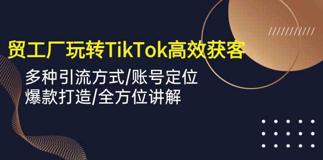 外贸工厂玩转TikTok高效获客，多种引流方式/账号定位/爆款打造/全方位讲解-紫橙资源网
