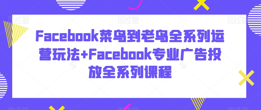 Facebook菜鸟到老鸟全系列运营玩法+Facebook专业广告投放全系列课程-紫橙资源网