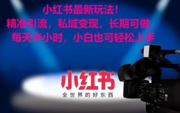 小红书最新玩法！精准引流，私域变现，长期可做，每天半小时，小白也可轻松上手-紫橙资源网