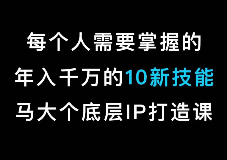 马大个的IP底层逻辑课，​每个人需要掌握的年入千万的10新技能，约会底层IP打造方法！-紫橙资源网