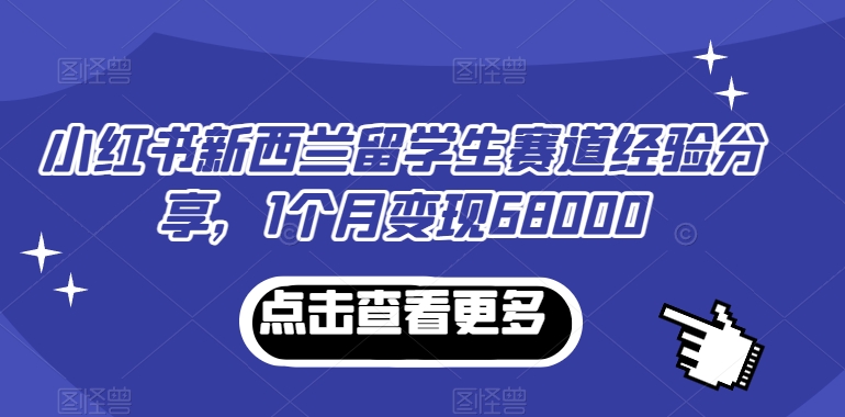 小红书新西兰留学生赛道经验分享，1个月变现68000-紫橙资源网