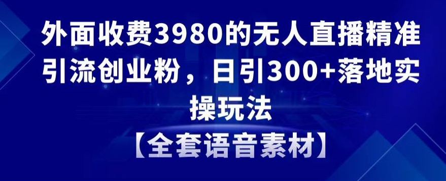 外面收费3980的无人直播精准引流创业粉，日引300+落地实操玩法【全套语音素材】-紫橙资源网