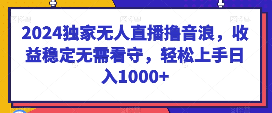 2024独家无人直播撸音浪，收益稳定无需看守，轻松上手日入1000+-紫橙资源网