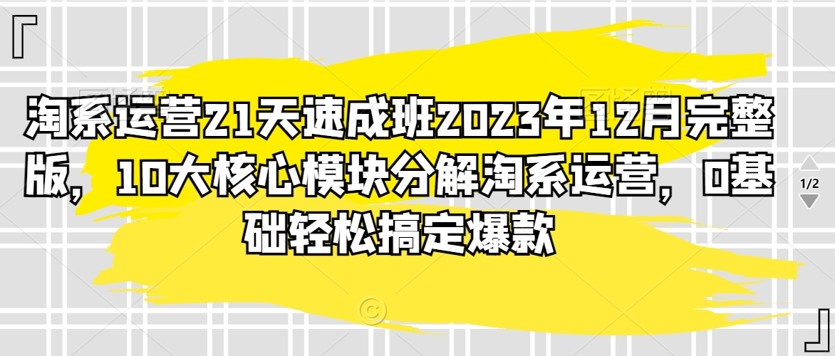 淘系运营21天速成班2023年12月完整版，10大核心模块分解淘系运营，0基础轻松搞定爆款-紫橙资源网