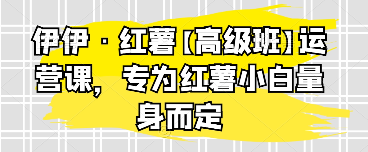 伊伊·红薯【高级班】运营课,专为红薯小白量身而定-紫橙资源网