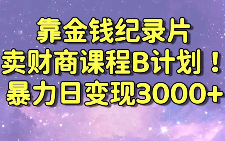 财经纪录片联合财商课程的变现策略，暴力日变现3000+，喂饭级别教学-紫橙资源网