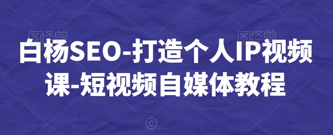 白杨SEO-打造个人IP视频课-短视频自媒体教程-紫橙资源网