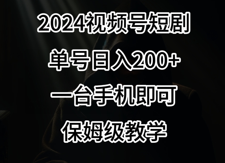 2024风口，视频号短剧，单号日入200+，一台手机即可操作，保姆级教学-紫橙资源网