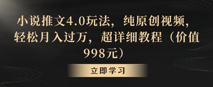 小说推文4.0玩法,纯原创视频,轻松月入过万,超详细教程(价值998元)-紫橙资源网
