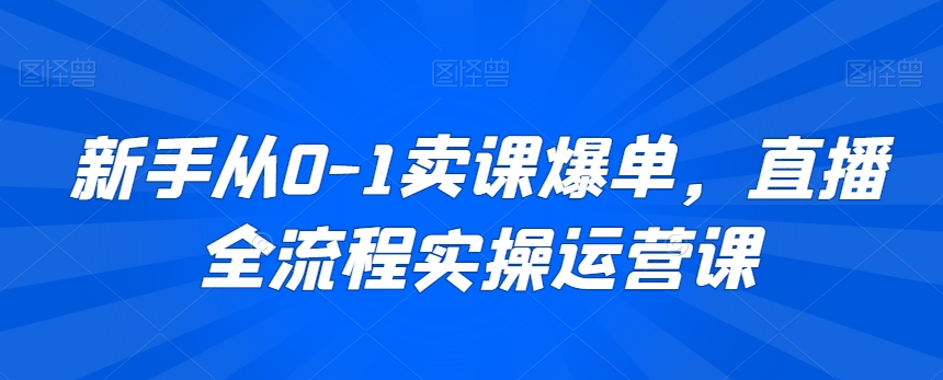 新手从0-1卖课爆单，直播全流程实操运营课-紫橙资源网