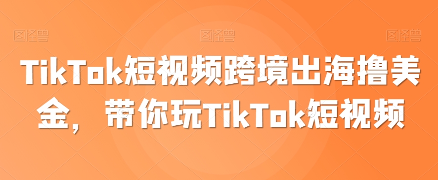 TikTok短视频跨境出海撸美金，带你玩TikTok短视频-紫橙资源网