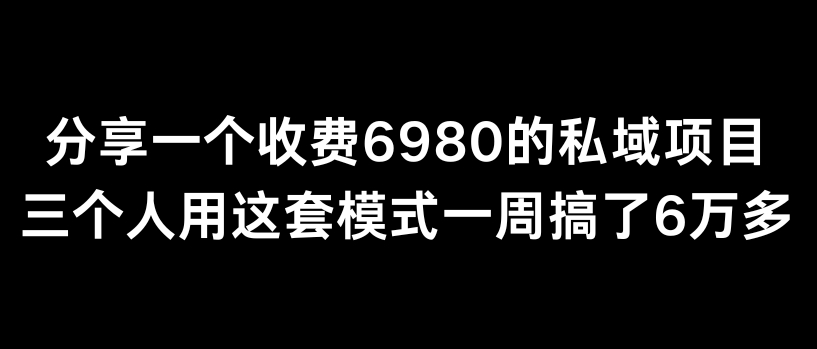 分享一个外面卖6980的私域项目三个人用这套模式一周搞了6万多-紫橙资源网