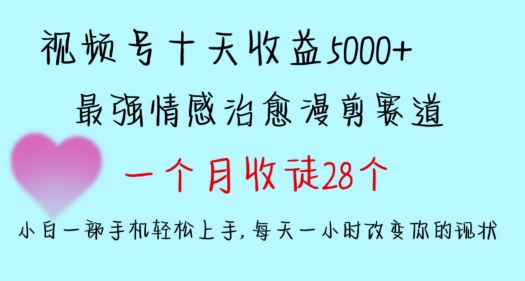 十天收益5000+，多平台捞金，视频号情感治愈漫剪，一个月收徒28个，小白一部手机轻松上手-紫橙资源网