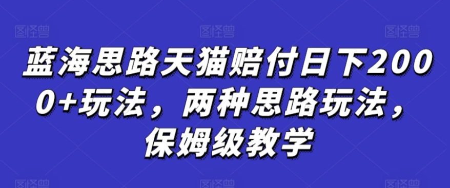 蓝海思路天猫赔付日下2000+玩法，两种思路玩法，保姆级教学【仅揭秘】-紫橙资源网