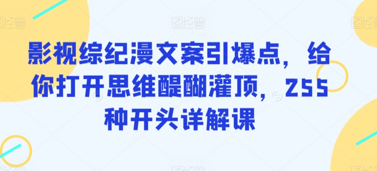影视综纪漫文案引爆点，给你打开思维醍醐灌顶，255种开头详解课-紫橙资源网